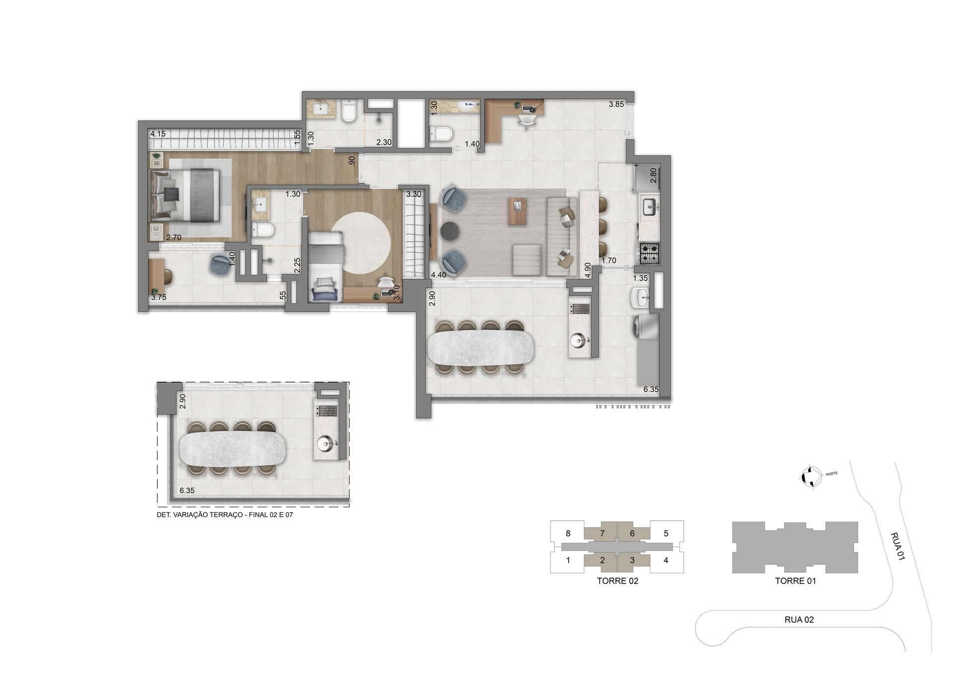 Planta 94 m² opção 2 - Torre 02